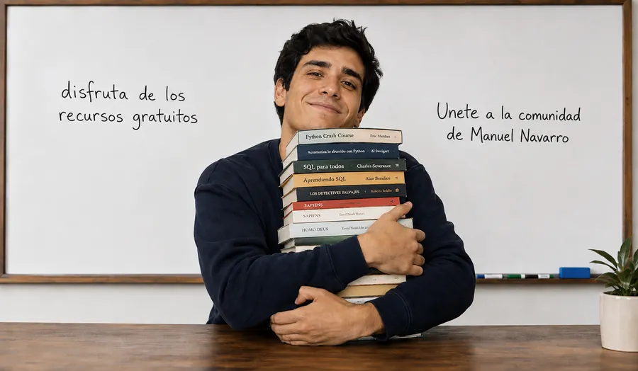 Estudiante con libros y recursos de aprendizaje